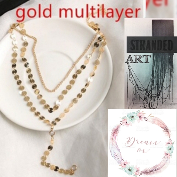 Dream Disc GOLD Triple Layered Y Necklace + Choker - Picture 7 of 8